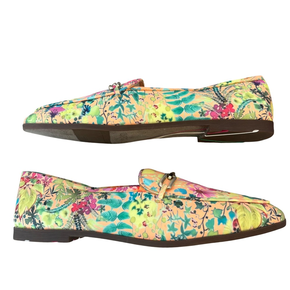 Franco Sarto Berola3 Womens Floral Fabric Loafers Gold Chain Multi Color 11M - Picture 11 of 12